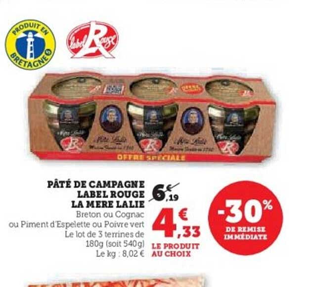 Pâté de campagne LABEL ROUGE LA MERE LALIE
