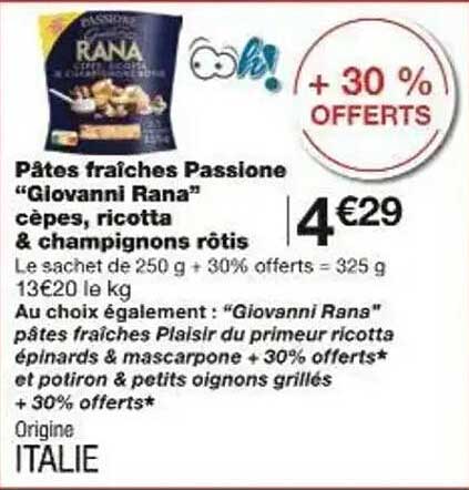 Pâtes fraîches Passione "Giovanni Rana" cépes, ricotta & champignons rôtis