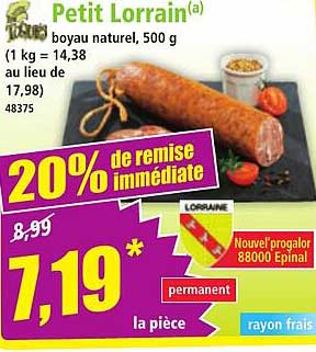 Petit Lorrain(a) boyau naturel, 500 g