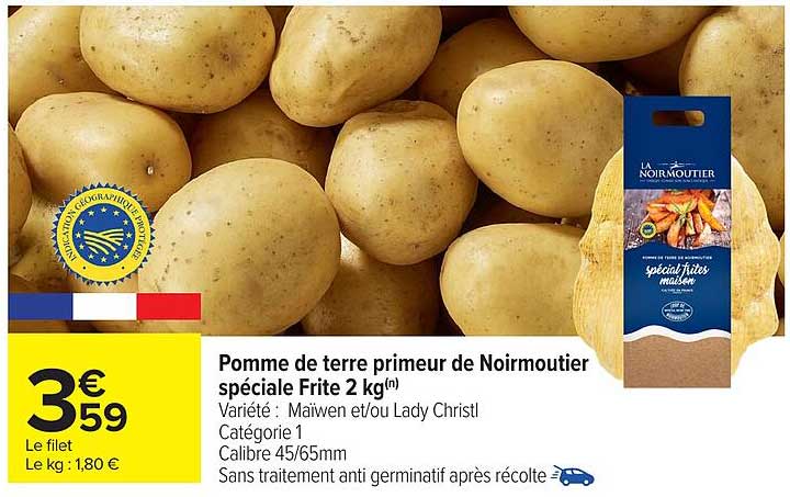 Pomme de terre primeur de Noirmoutier spéciale Frite 2 kg