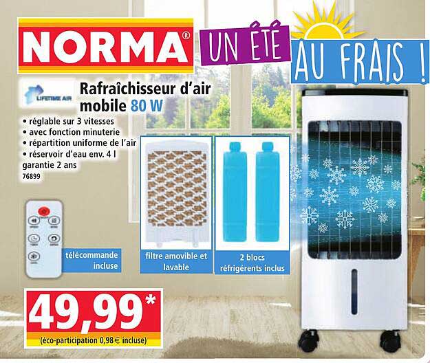 Rafraîchisseur d'air mobile 80 W