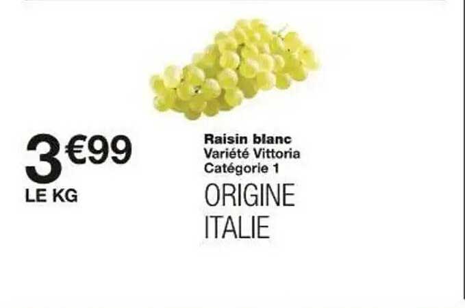 Raisin blanc - Variété Vittoria - Origine Italie
