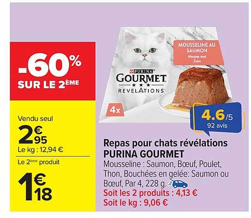 Repas pour chats révélations PURINA GOURMET