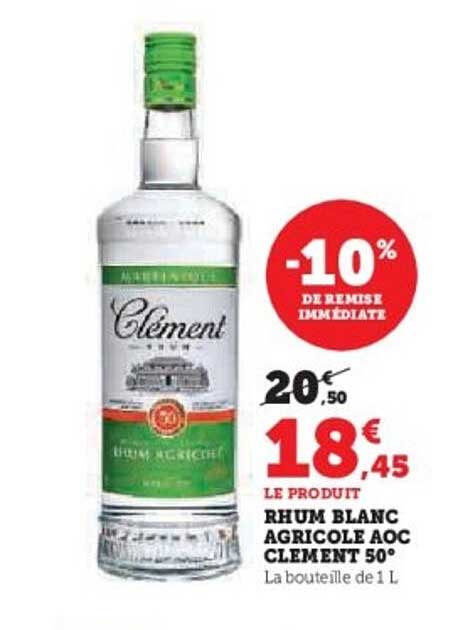 RHUM BLANC AGRICOLE AOC CLEMENT 50°