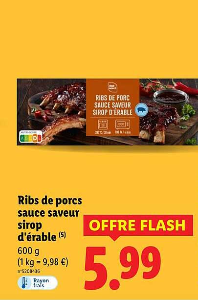 Ribs de porc sauce saveur sirop d'érable