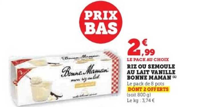 RIZ OU SEMOULE AU LAIT VANILLE BONNE MAMAN