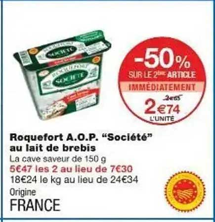 Roquefort A.O.P. "Société" au lait de brebis