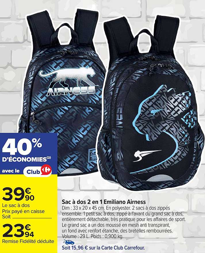 Sac à dos 2 en 1 Emiliano Airness