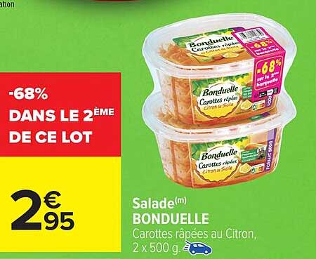Salade(m) BONDUELLE Carottes râpées au Citron, 2 x 500 g
