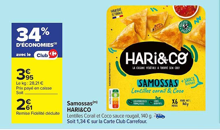 Samossas HARI&CO - Lentilles Corail et Coco