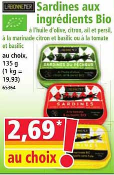 Sardines aux ingrédients Bio