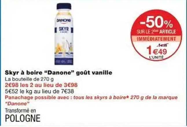 Skyr à boire "Danone" goût vanille