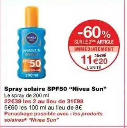 Spray solaire SPF50 "Nivea Sun"