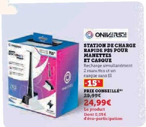 STATION DE CHARGE RAPIDE PS5 POUR MANETTES ET CASQUE