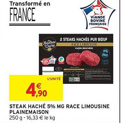STEAK HACHÉ 5% MG RACE LIMOUISINE PLAINEMAISON
