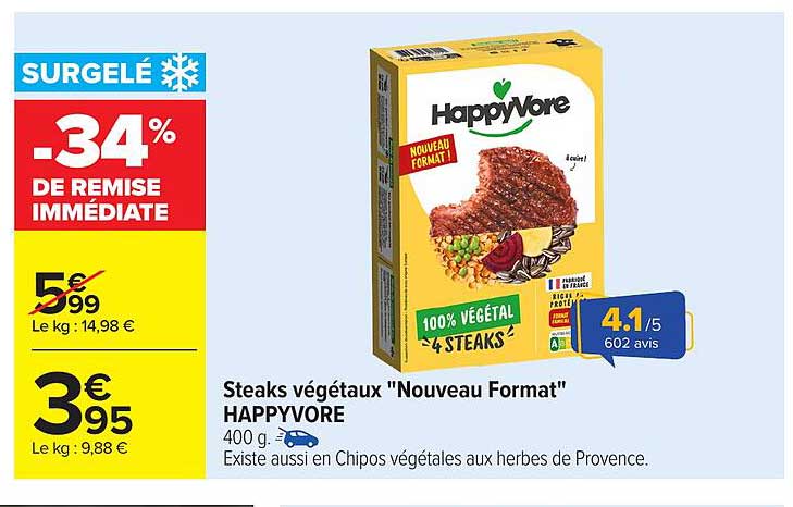 Steaks végétaux "Nouveau Format" HAPPYVORE