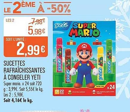 Sucettes rafraîchissantes à congeler Yeti - Super Mario