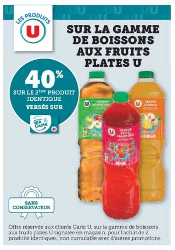 SUR LA GAMME DE BOISSONS AUX FRUITS PLATES U