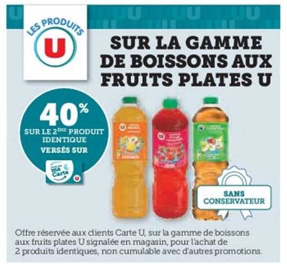 SUR LA GAMME DE BOISSONS AUX FRUITS PLATES U