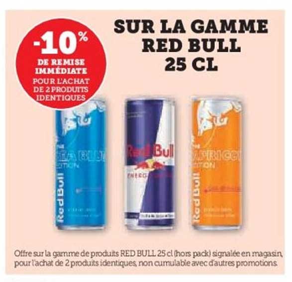 SUR LA GAMME RED BULL 25 CL