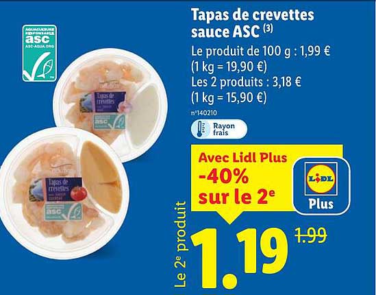 Tapas de crevettes sauce ASC