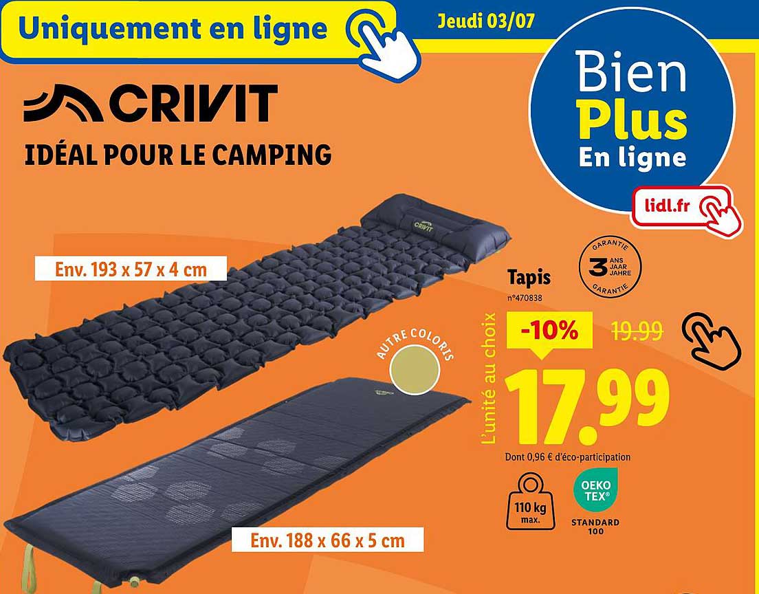 Tapis CRIVIT idéal pour le camping