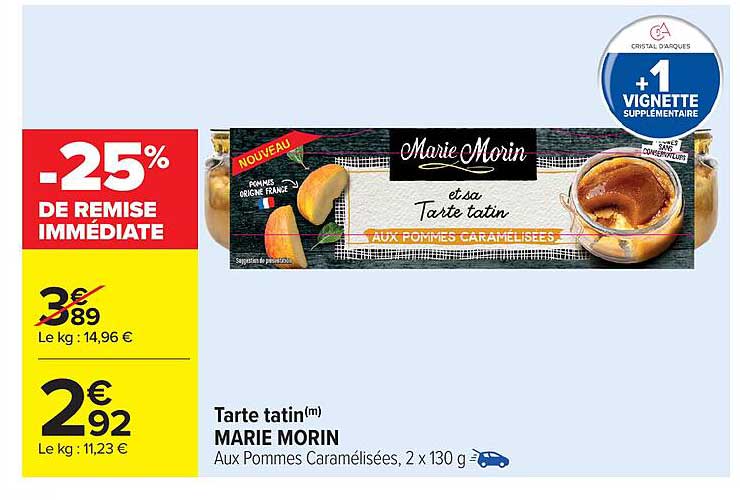 Tarte tatin(m) MARIE MORIN Aux Pommes Caramélisées, 2 x 130 g