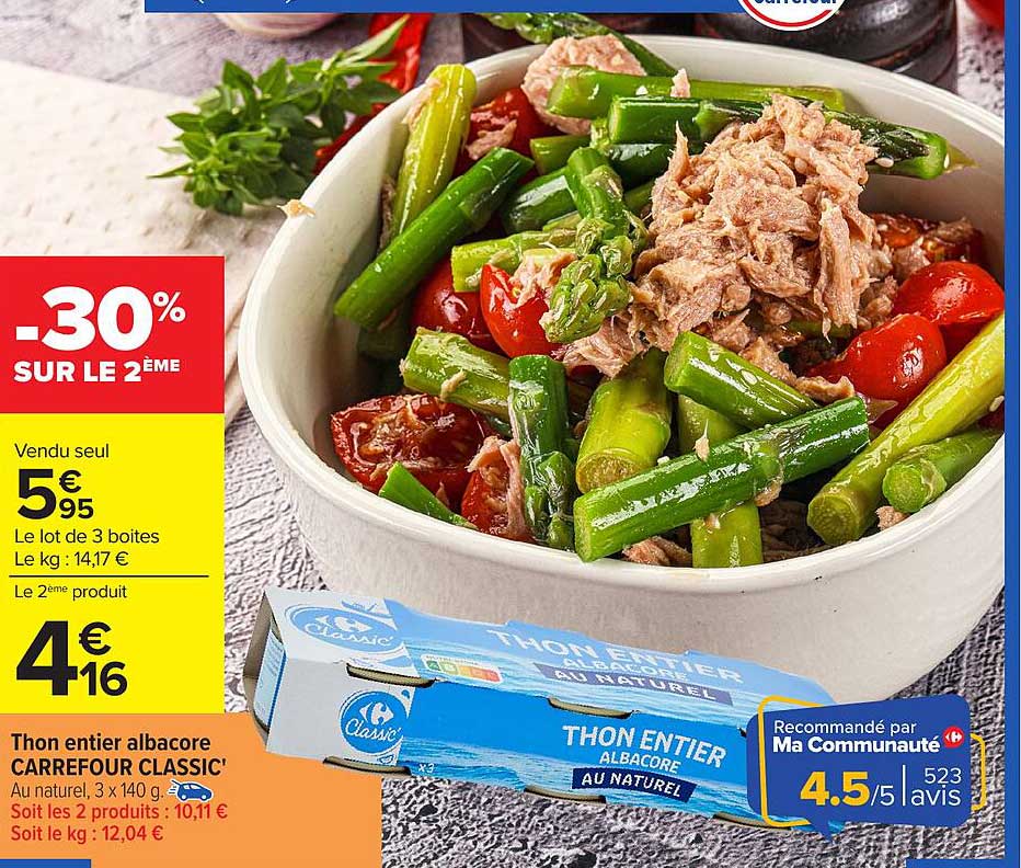 Thon entier albacore CARREFOUR CLASSIC'