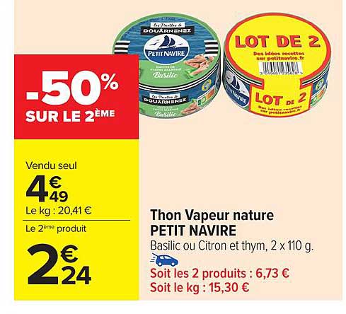Thon Vapeur nature PETIT NAVIRE