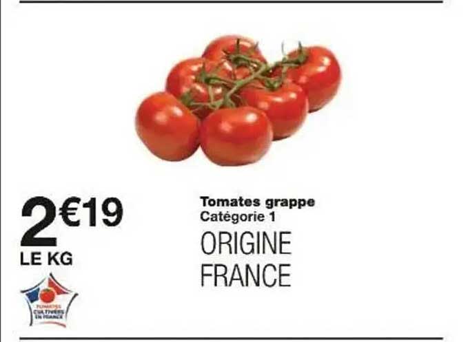 Tomates grappe Catégorie 1 Origine France