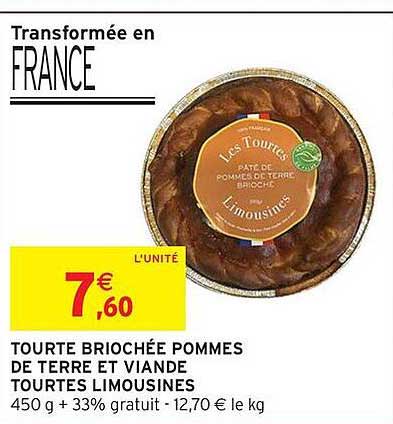 TOURTE BRIOCHÉE POMMES DE TERRE ET VIANDE TOURTES LIMOUSINES
