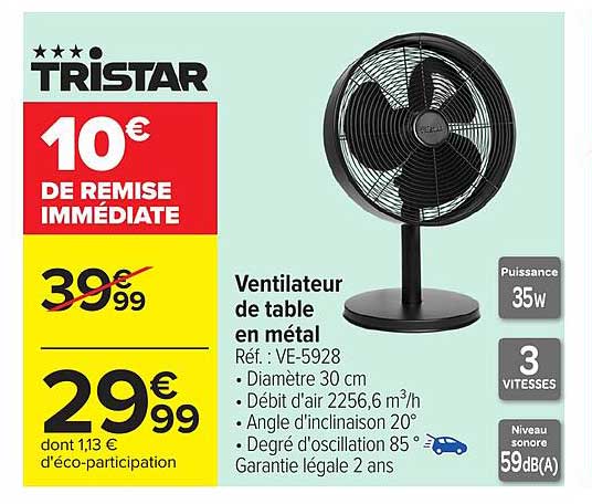 Ventilateur de table en métal