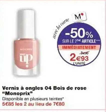 Vernis à ongles 04 Bois de rose "Monoprix"