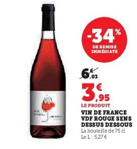 VIN DE FRANCE VDF ROUGE SENS DESSUS DESSOUS