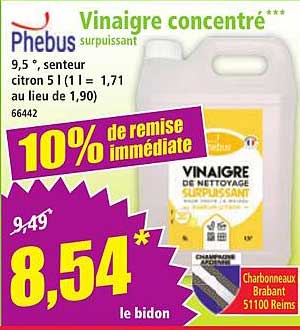 Vinaigre concentré Pheburs surpuissant 9,5°