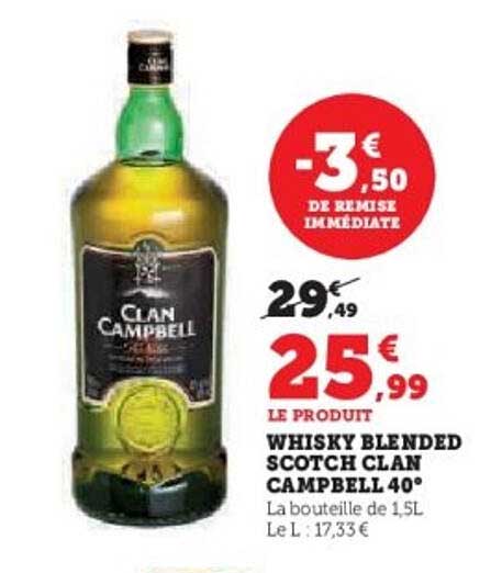WHISKY BLENDED SCOTCH CLAN CAMPBELL 40°