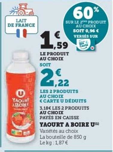 Yaourt à boire U - Variétés au choix