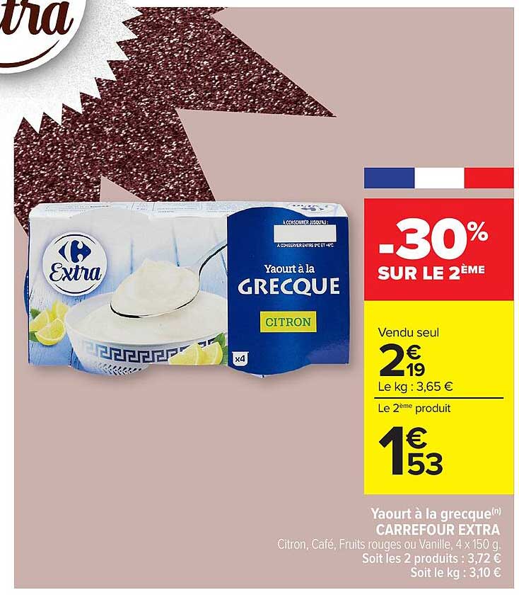 Yaourt à la grecque Carrefour Extra - Citron