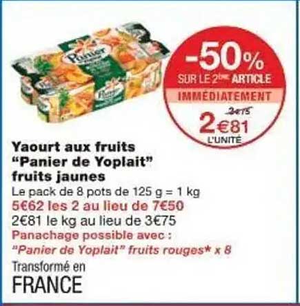 Yaourt aux fruits "Panier de Yoplait" fruits jaunes
