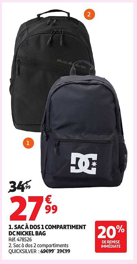 1. SAC À DOS 1 COMPARTIMENT DC NICKEL BAG