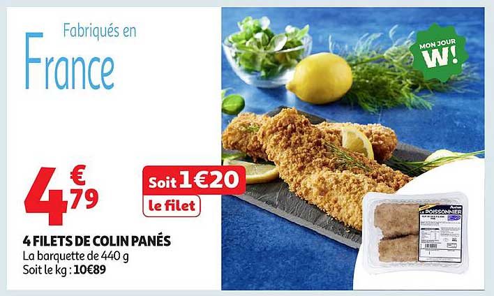 4 FILETS DE COLIN PANÉS