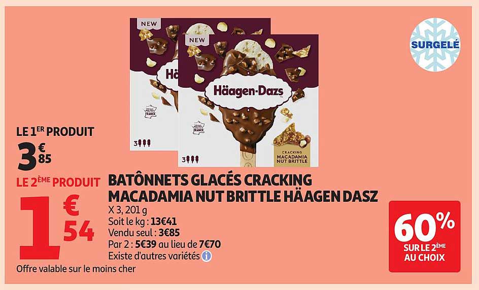 BATÔNNETS GLACÉS CRACKING MACADAMIA NUT BRITTLE HÄAGEN DAZS