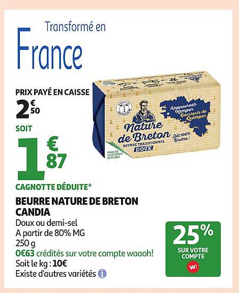 BEURRE NATURE DE BRETON CANDIA