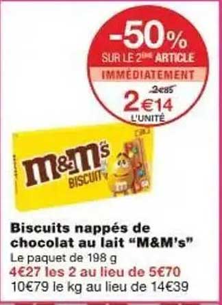 Biscuits nappés de chocolat au lait "M&M's"