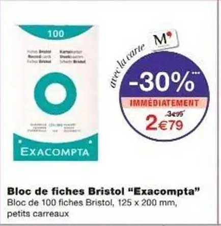 Bloc de fiches Bristol “Exacompta”