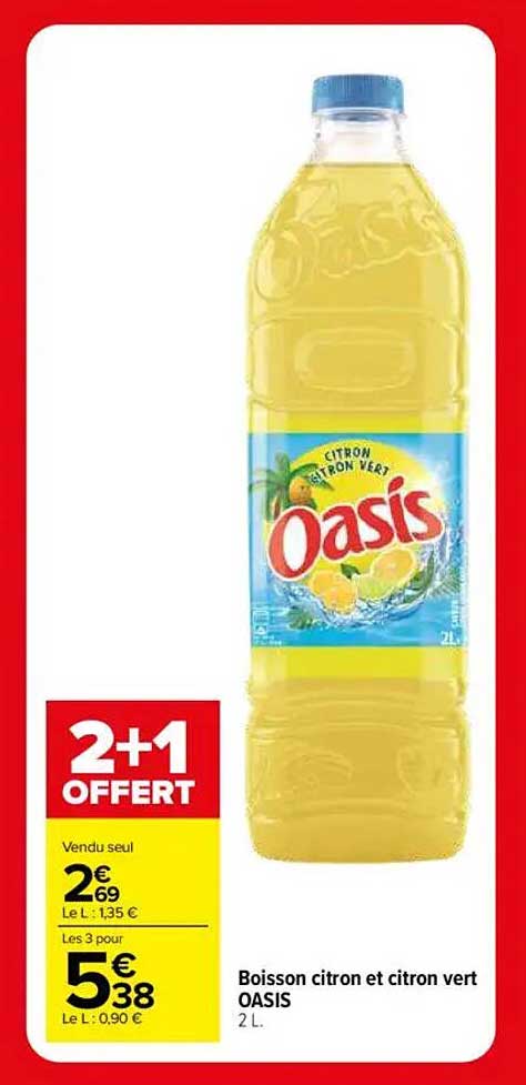 Boisson citron et citron vert OASIS 2 L