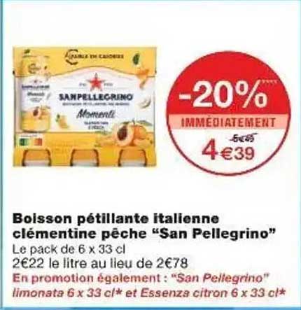 Boisson pétillante italienne clémentine pêche “San Pellegrino”