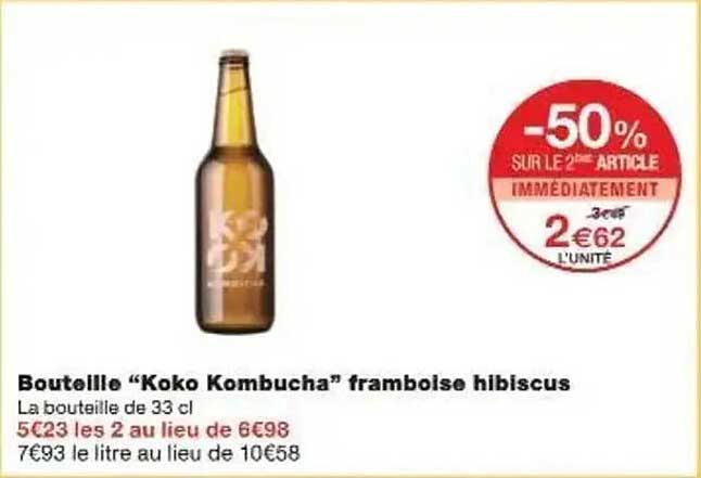 Bouteille “Koko Kombucha” framboise hibiscus