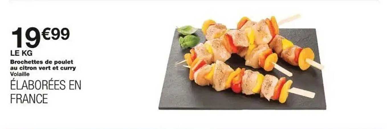 Brochettes de poulet au citron vert et curry