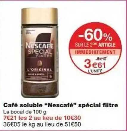 Café soluble "Nescafé" spécial filtre